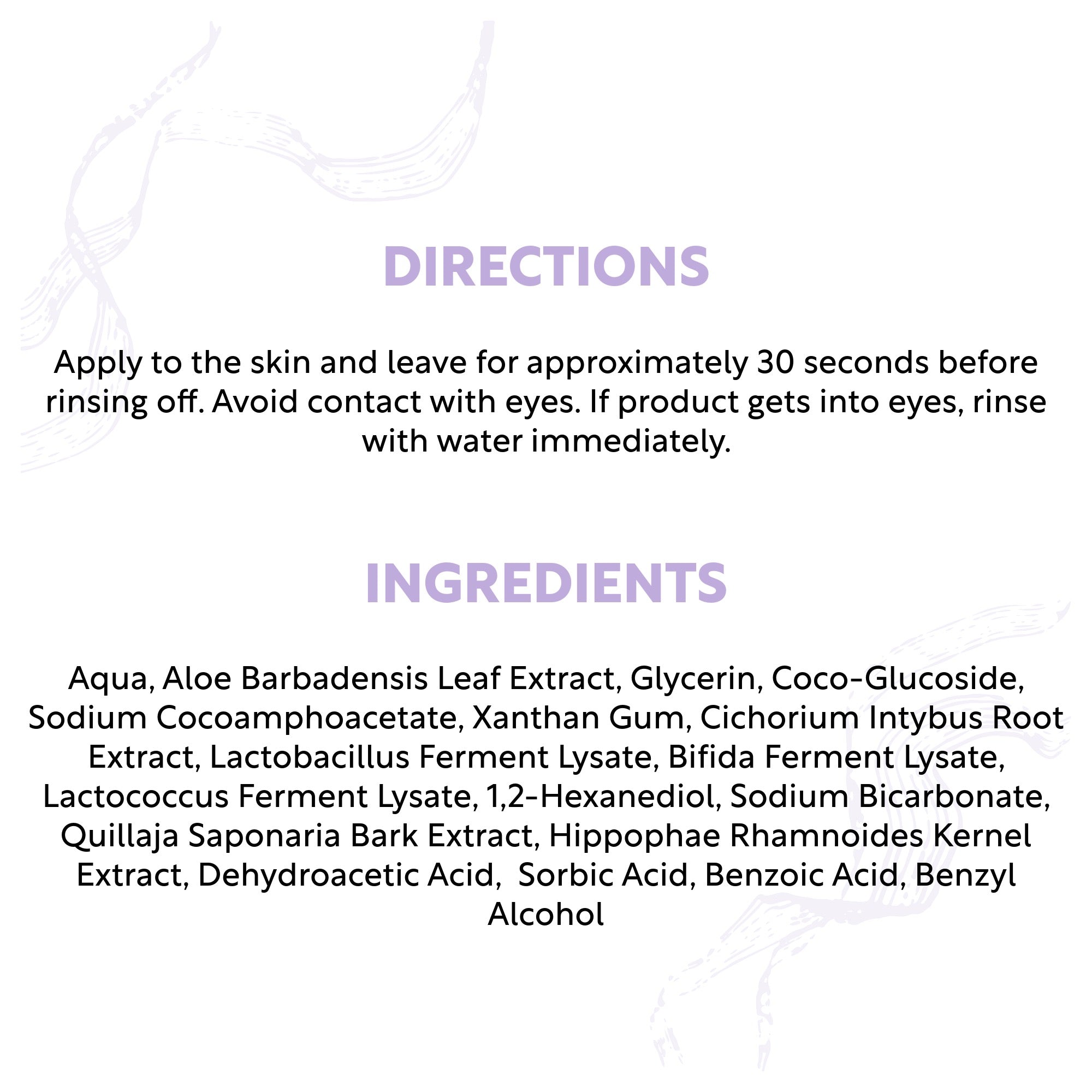 probiotic and prebiotic face wash ingredients and directions